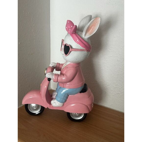 Easter Bunny on Scooter Figurine NWT - Picture 3 of 5